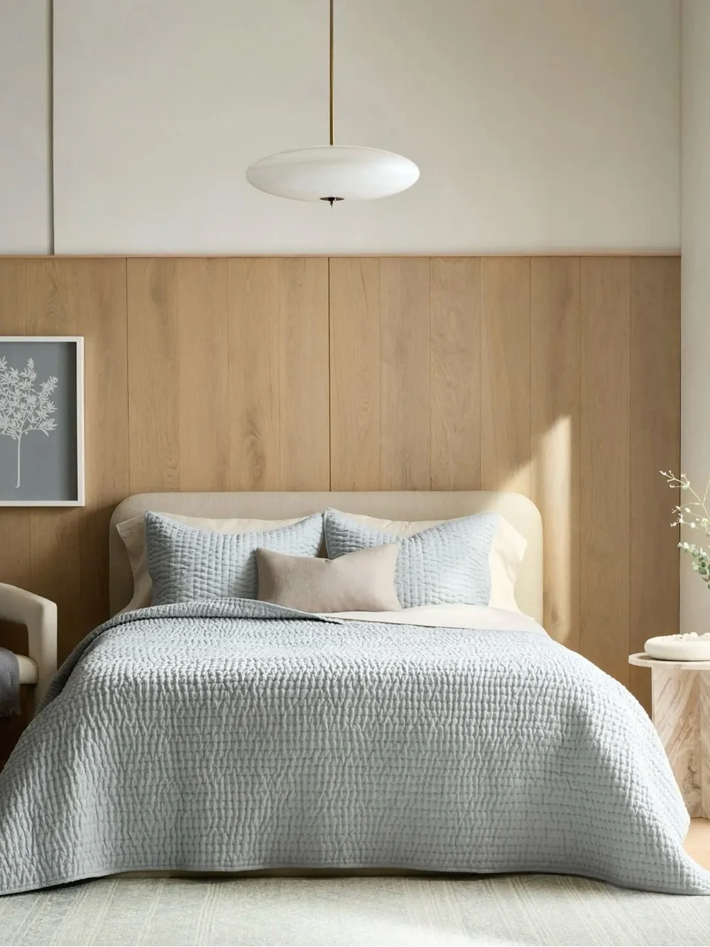 King/Cal King Linen and Organic Cotton Stitch Quilt in Pine  Green - Retail $170